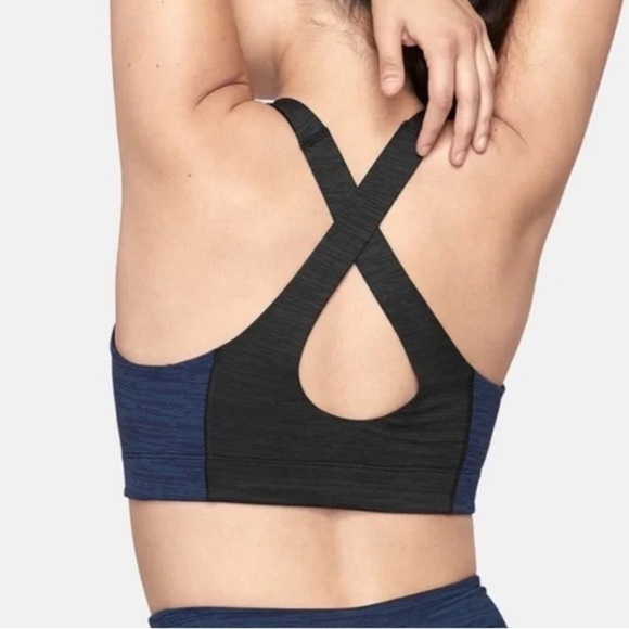 Outdoor Voices Tech Sweat Key Black Blue Sports Bra sz S - Picture 8 of 11